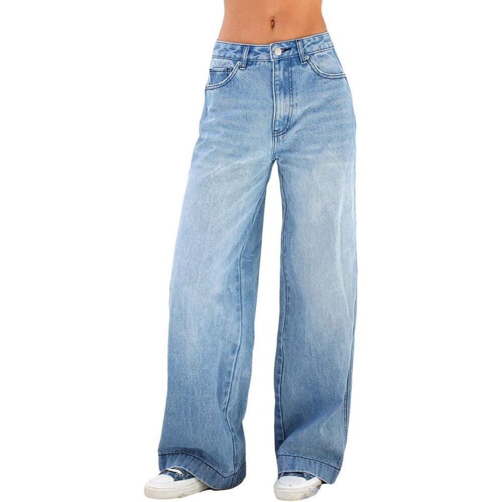 Women's Wide Leg Denim Jeans Comfortable Casual Baggy Straight Fit